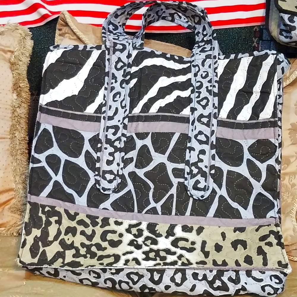 New Handmade Animal Print Quilted Tote Bag